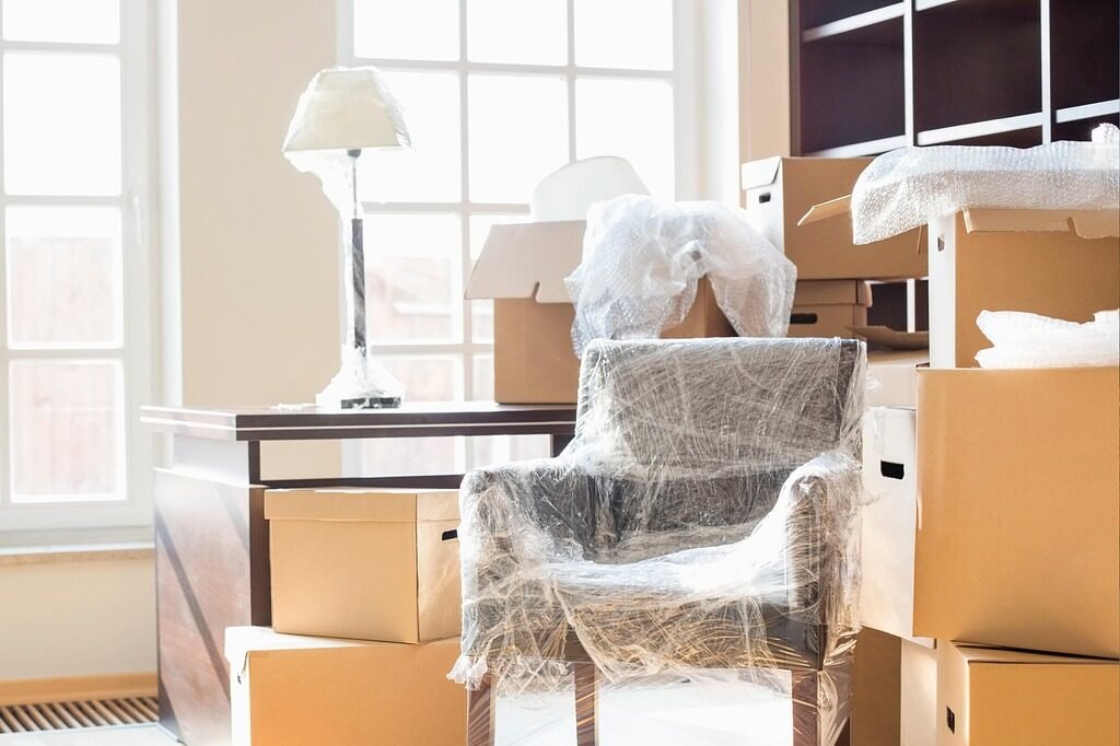 move, apartment, boxes, furniture, chair